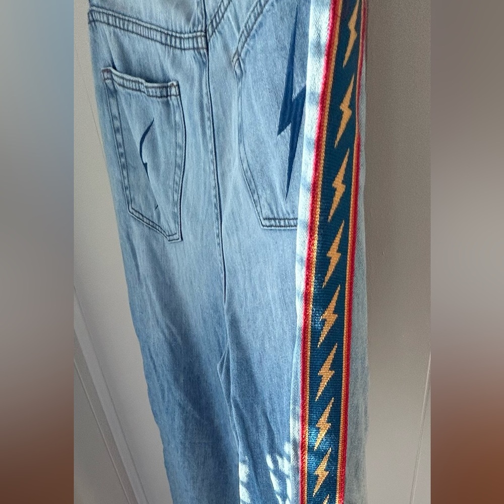 Aviator Nation Light Blue Distressed Wide Leg Jeans - Picture 9 of 13